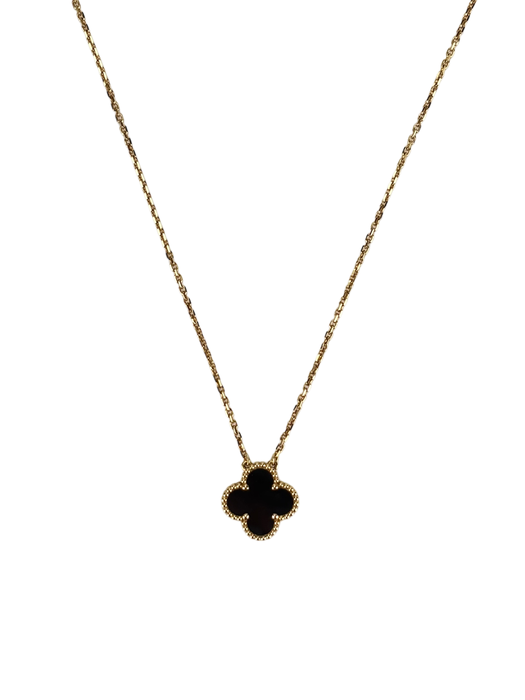 Van Cleef & Arpels - VCA Onyx Vintage Alhambra pendant Necklace