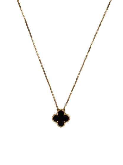 Van Cleef & Arpels - VCA Onyx Vintage Alhambra pendant Necklace