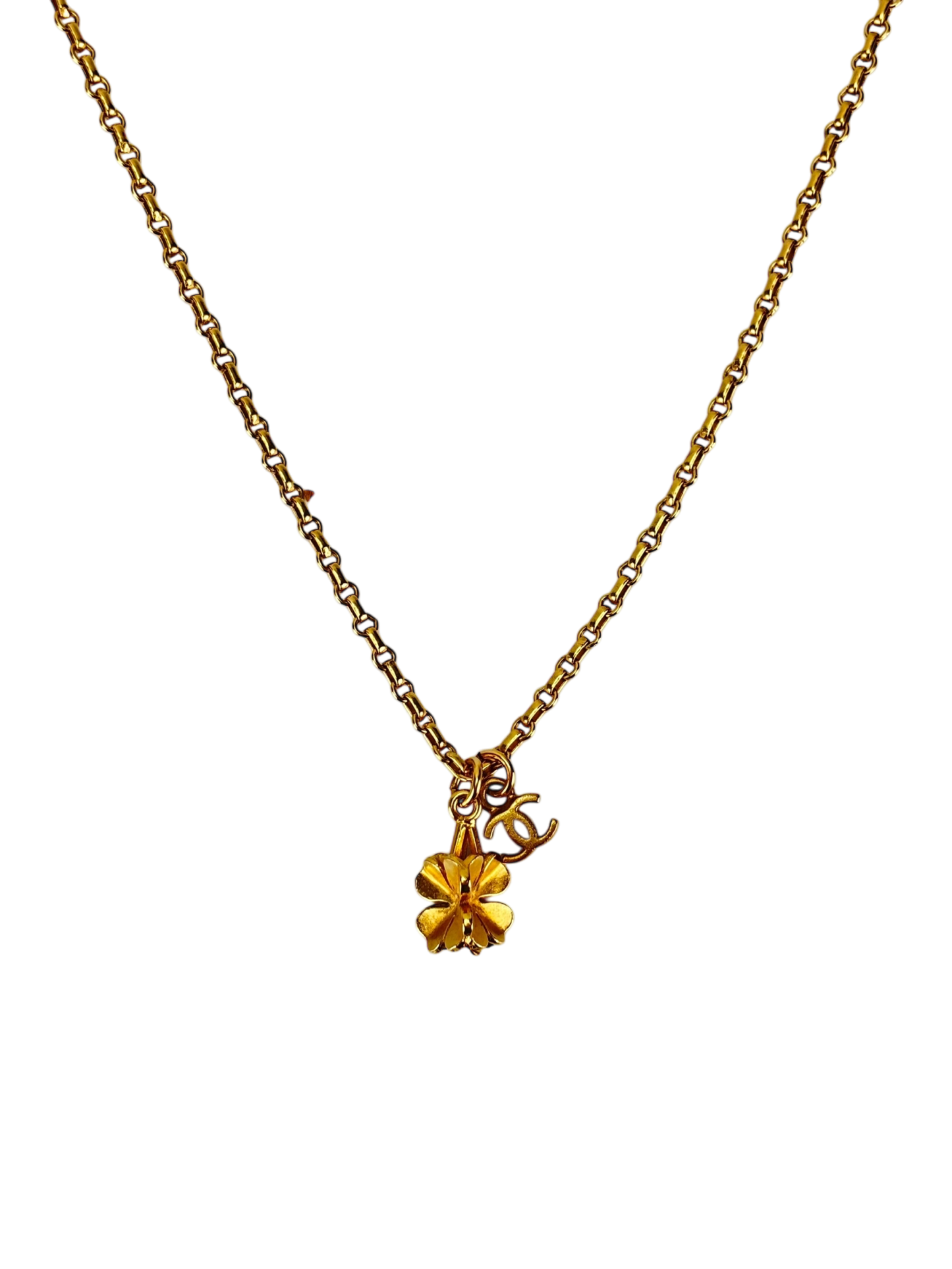 CHANEL - 01A Gold Clover Necklace