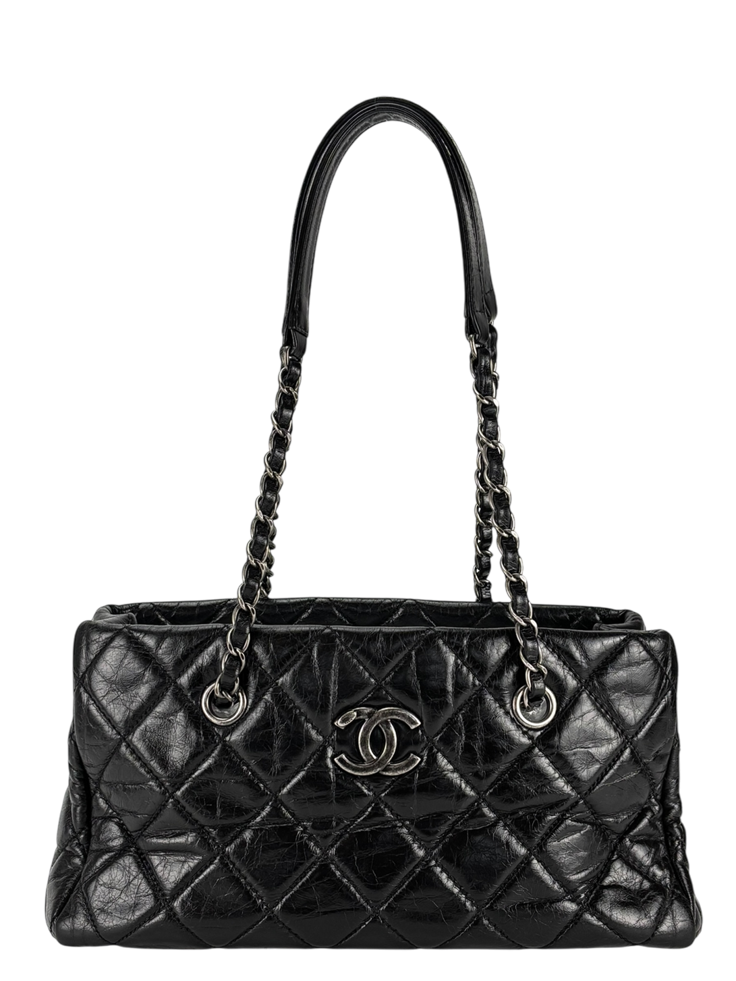 CHANEL - Quilted Coco Mark Silver Hardware Shoulder Bag
