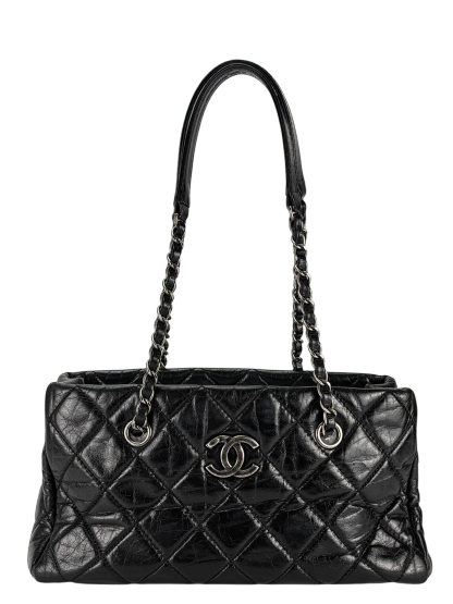 CHANEL - Quilted Coco Mark Silver Hardware Shoulder Bag 