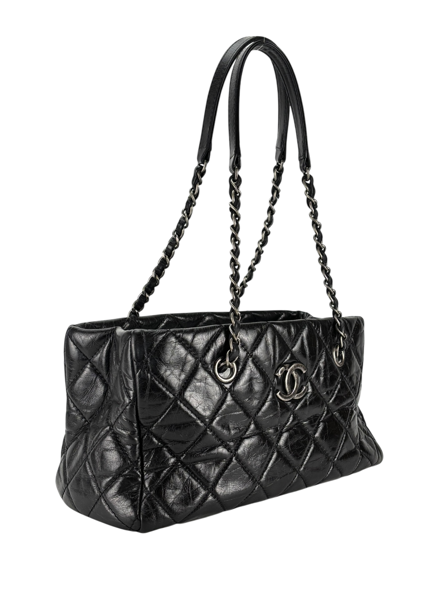 CHANEL - Quilted Coco Mark Silver Hardware Shoulder Bag