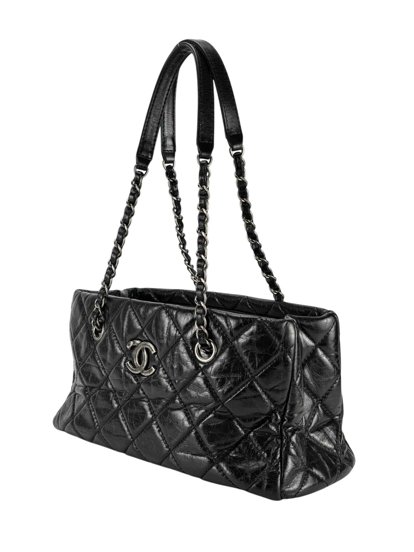 CHANEL - Quilted Coco Mark Silver Hardware Shoulder Bag