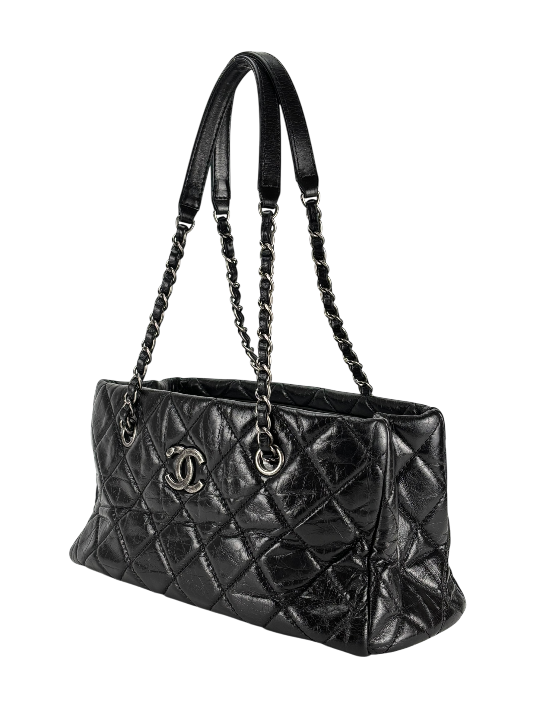 CHANEL - Quilted Coco Mark Silver Hardware Shoulder Bag
