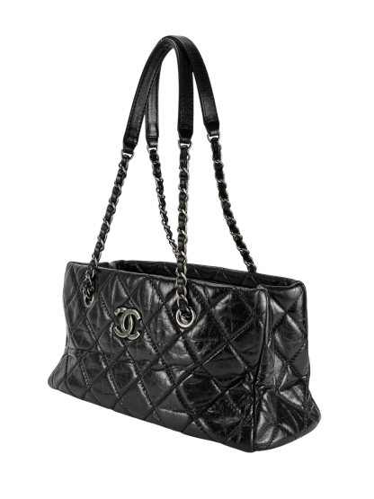 CHANEL - Quilted Coco Mark Silver Hardware Shoulder Bag 