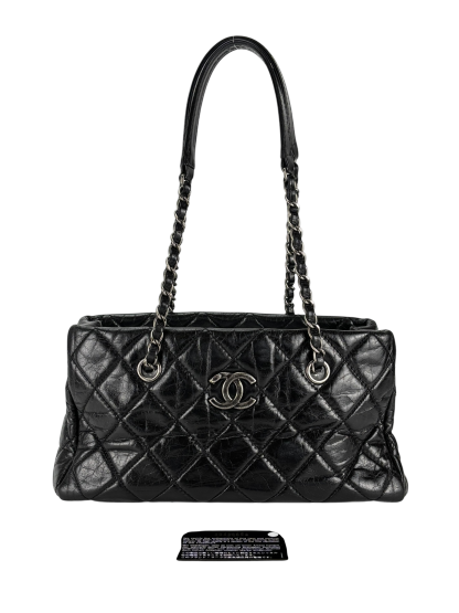 CHANEL - Quilted Coco Mark Silver Hardware Shoulder Bag 