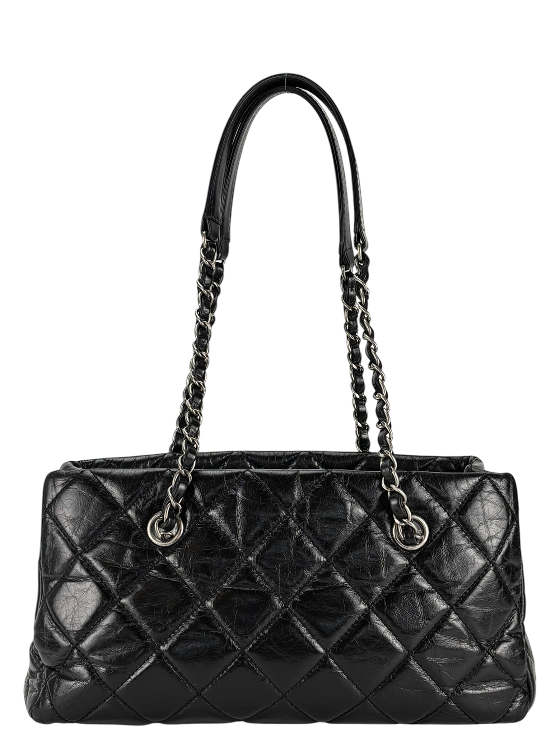 CHANEL - Quilted Coco Mark Silver Hardware Shoulder Bag