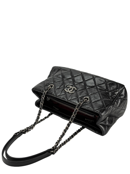 CHANEL - Quilted Coco Mark Silver Hardware Shoulder Bag 