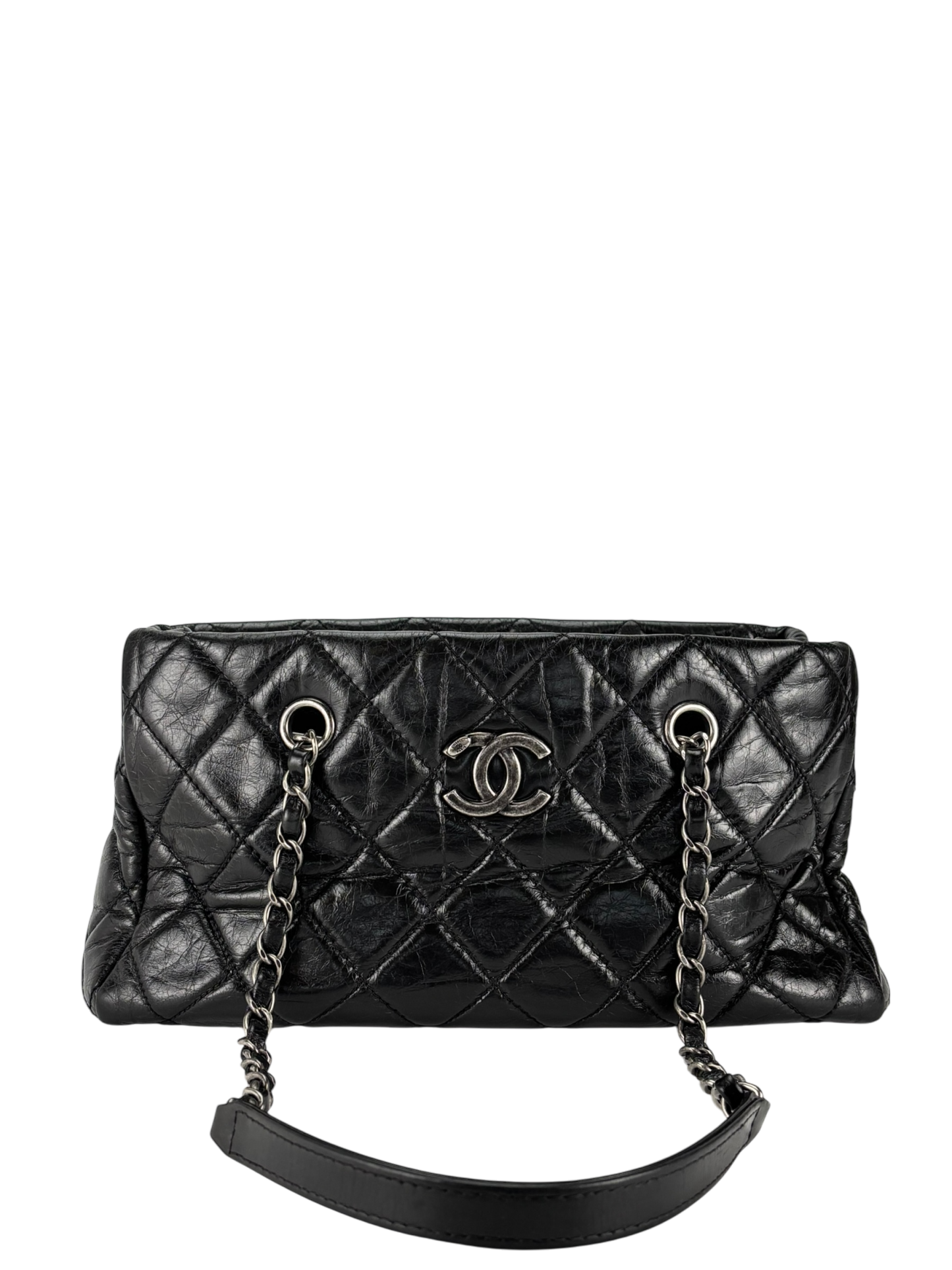 CHANEL - Quilted Coco Mark Silver Hardware Shoulder Bag