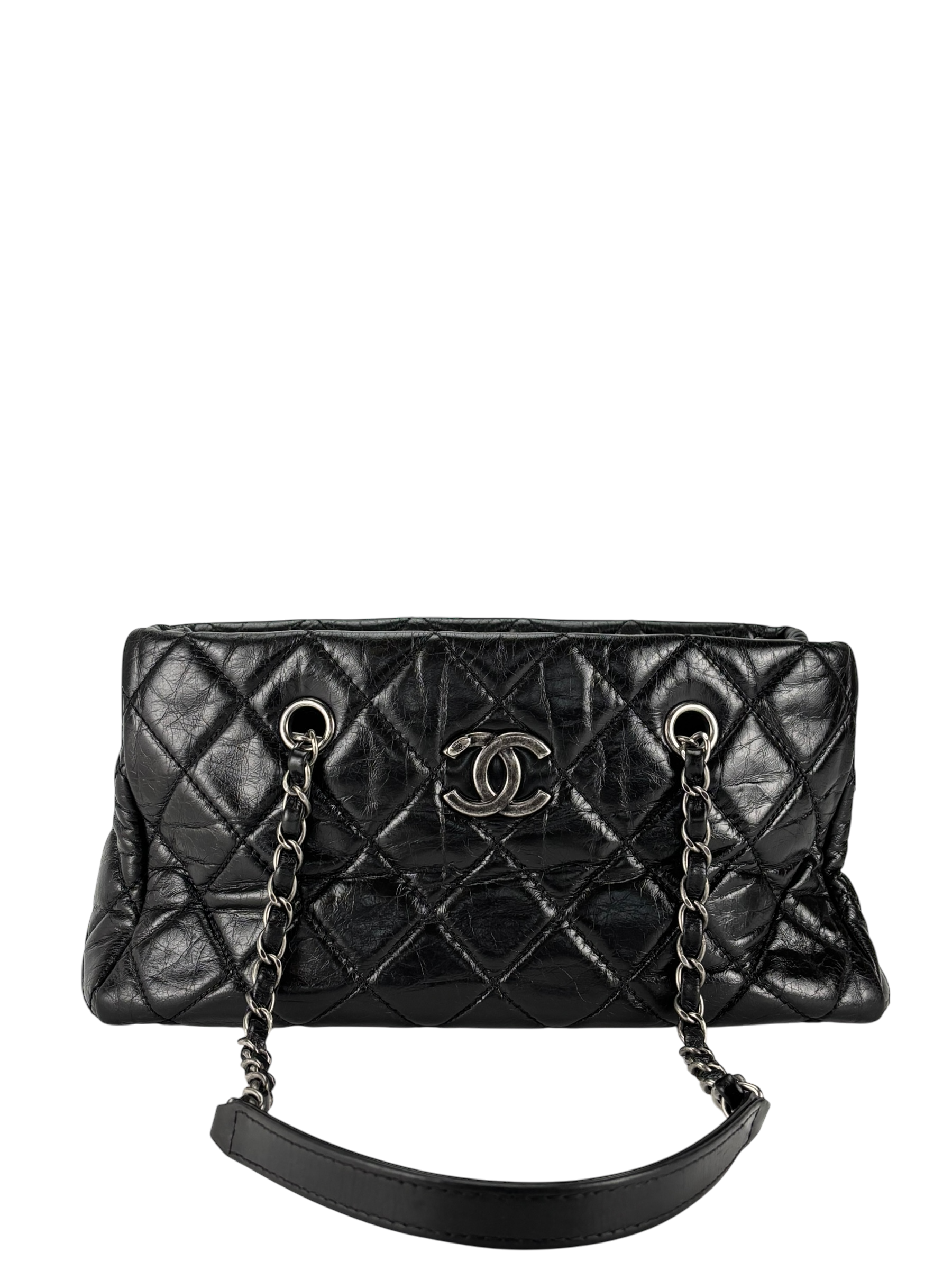 CHANEL - Quilted Coco Mark Silver Hardware Shoulder Bag