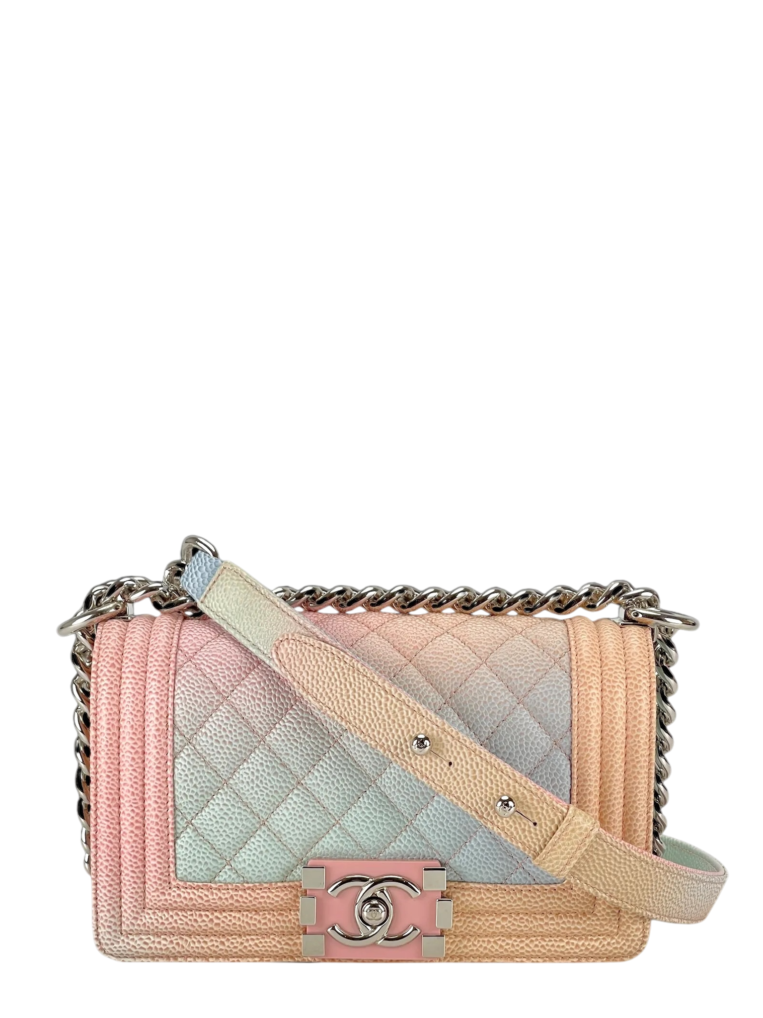 CHANEL - Small Boy Flap Bag Rainbow Caviar