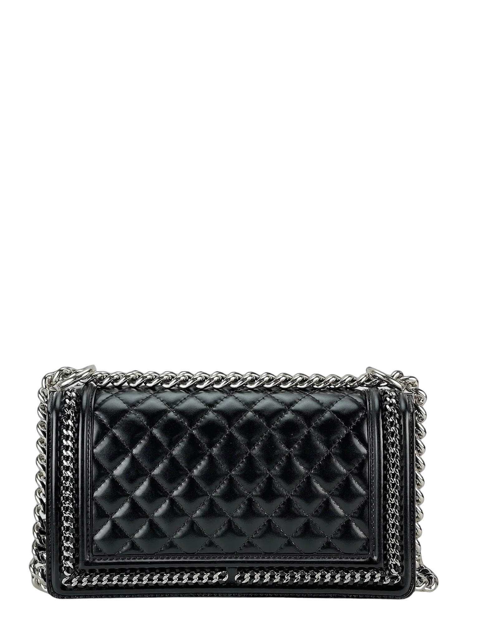 CHANEL - Medium Boy Flap Bag Black Calfskin Metal Black