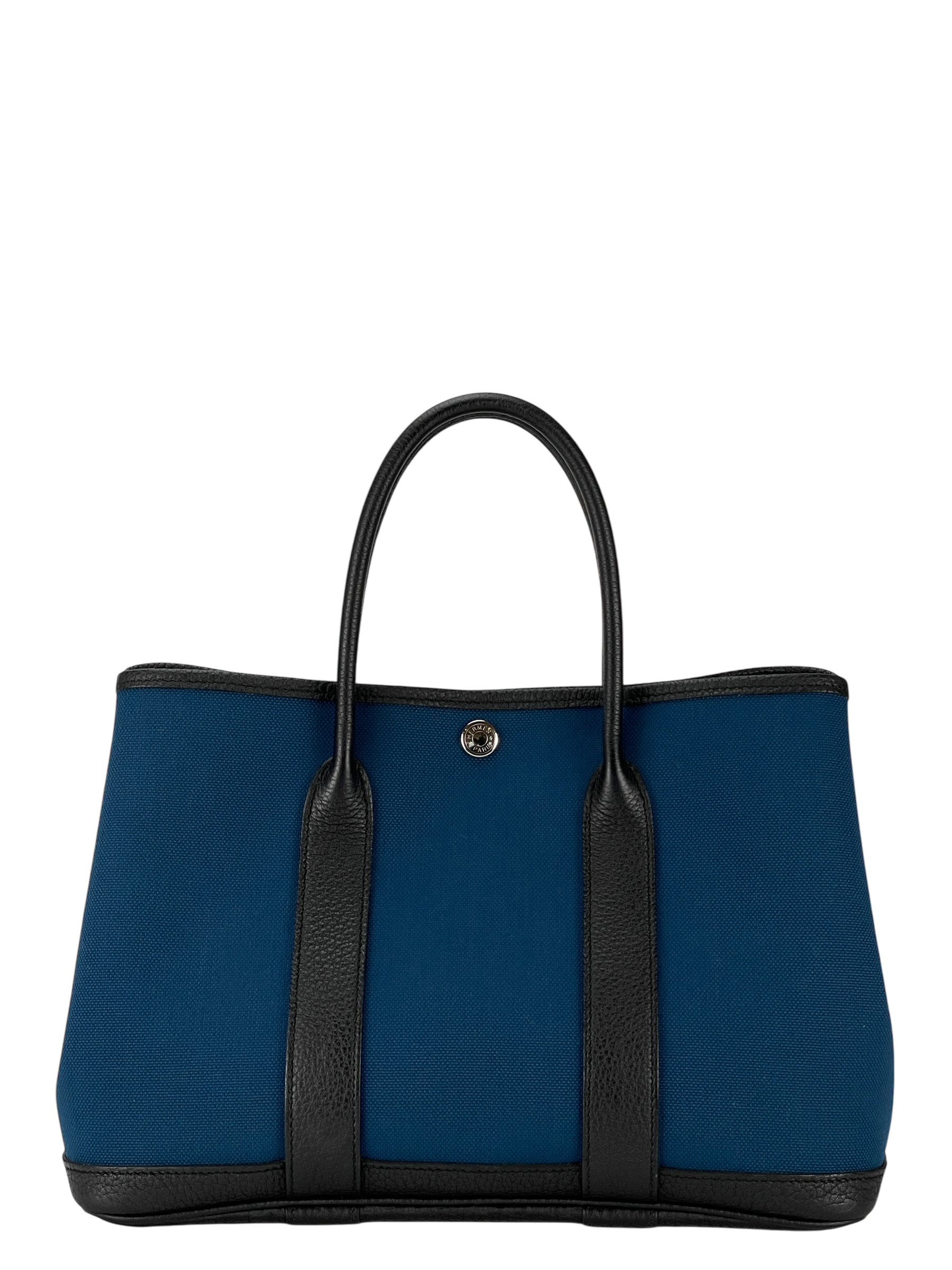 HERMES - Garden Party 30 Grey Black Blue Canvas Toile