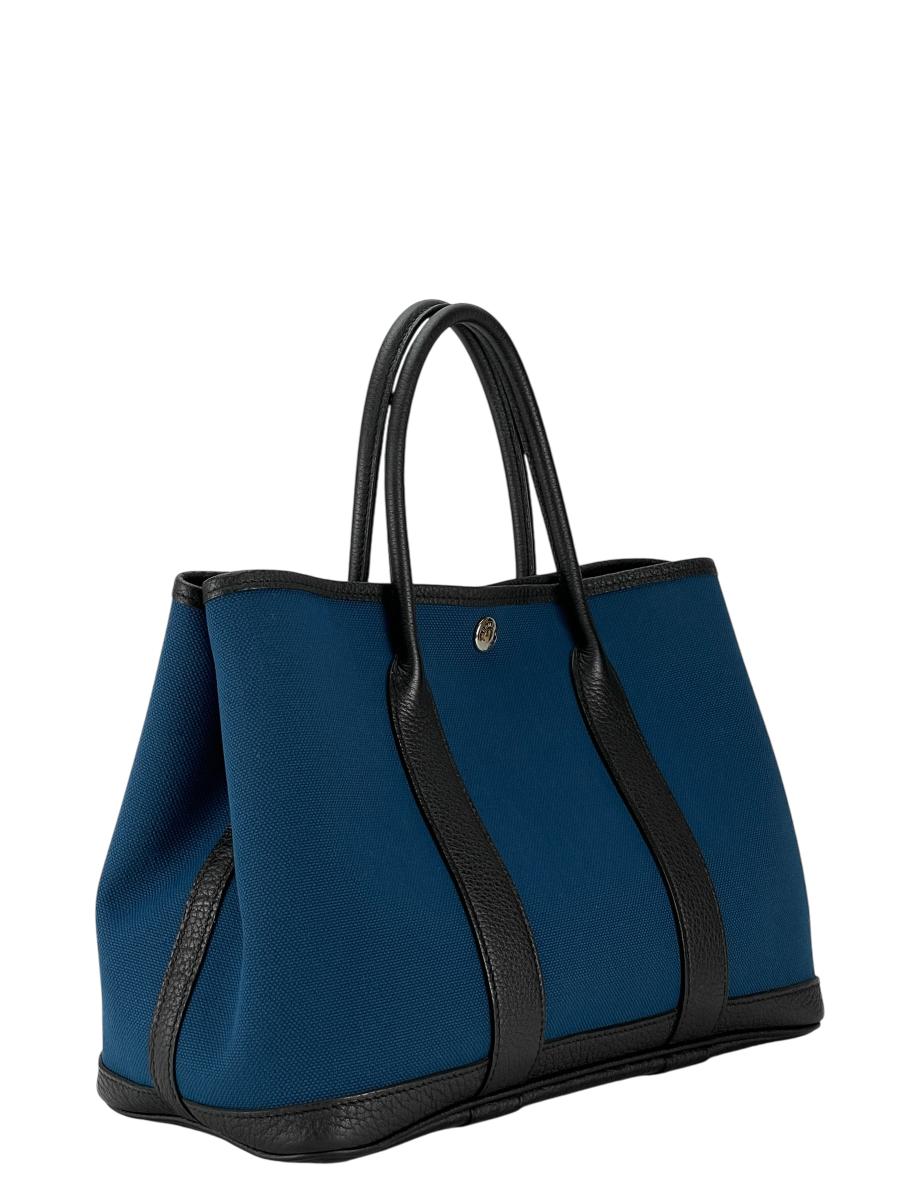 HERMES - Garden Party 30 Grey Black Blue Canvas Toile