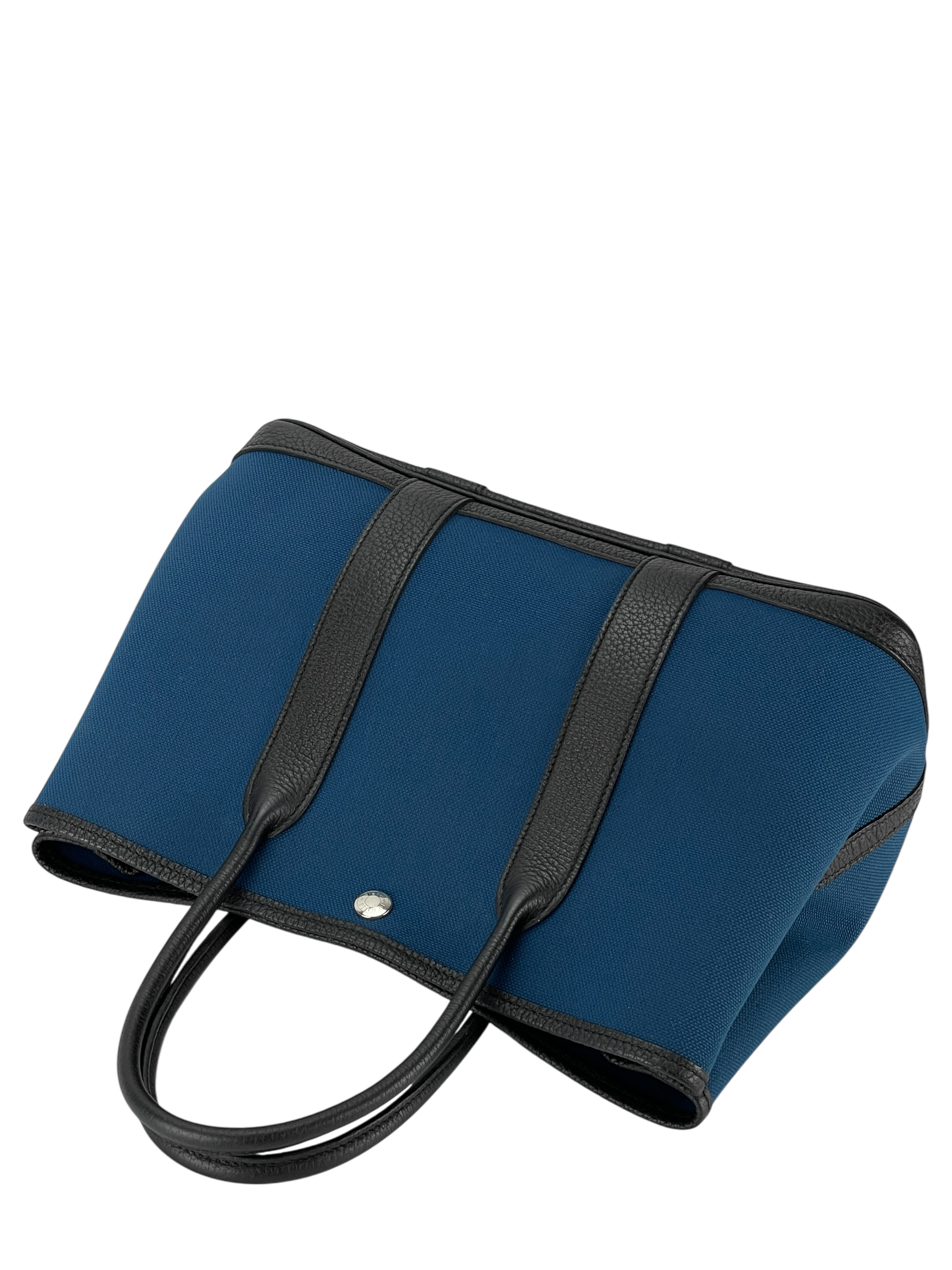 HERMES - Garden Party 30 Grey Black Blue Canvas Toile