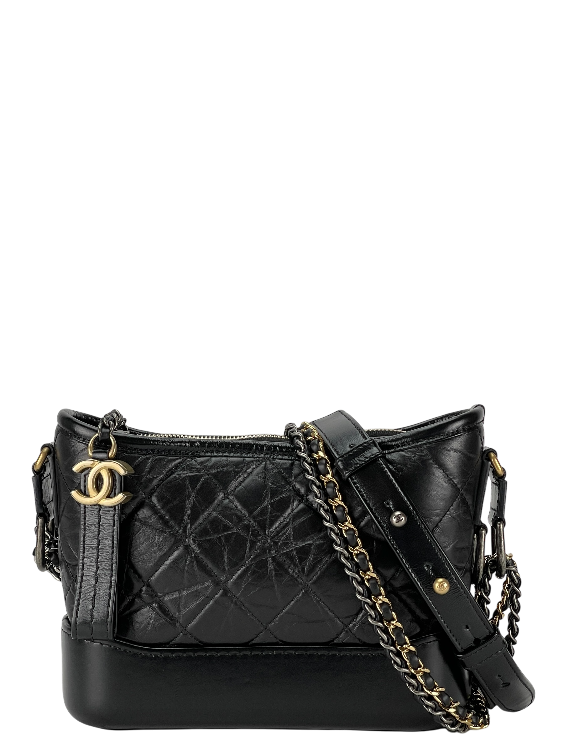 CHANEL - Black Calfskin Gabrielle Cross body Bag