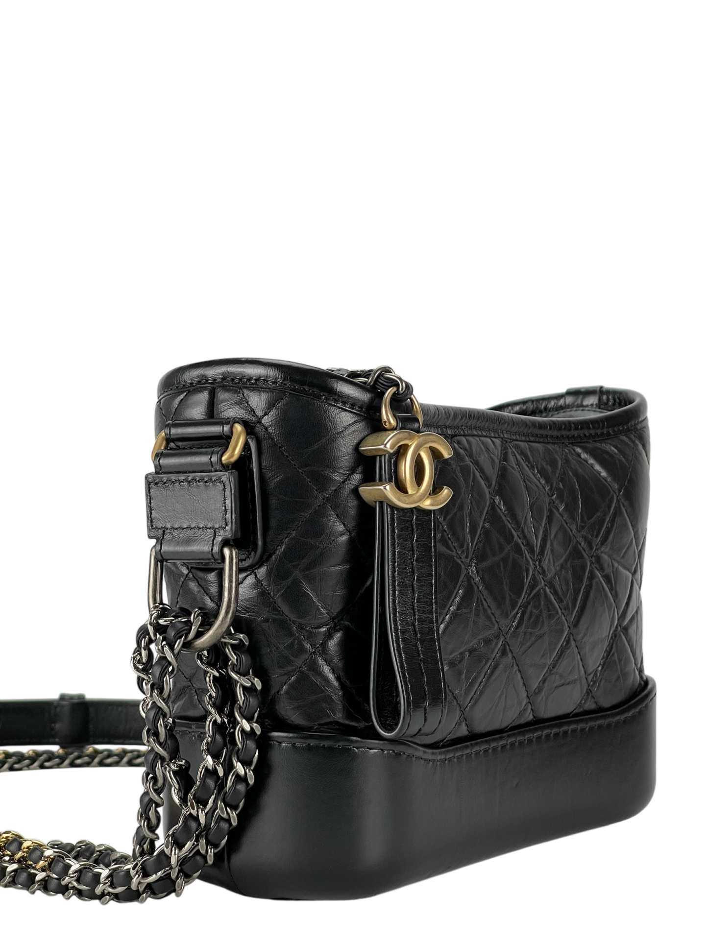 CHANEL - Black Calfskin Gabrielle Cross body Bag