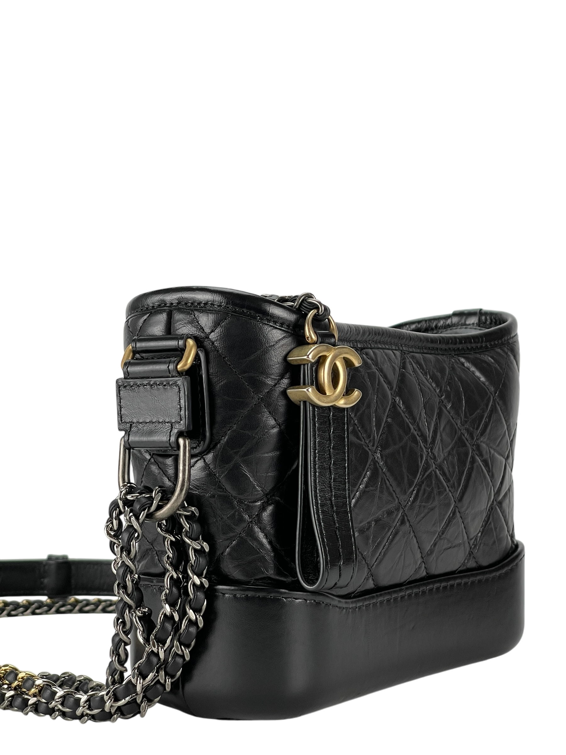 CHANEL - Black Calfskin Gabrielle Cross body Bag
