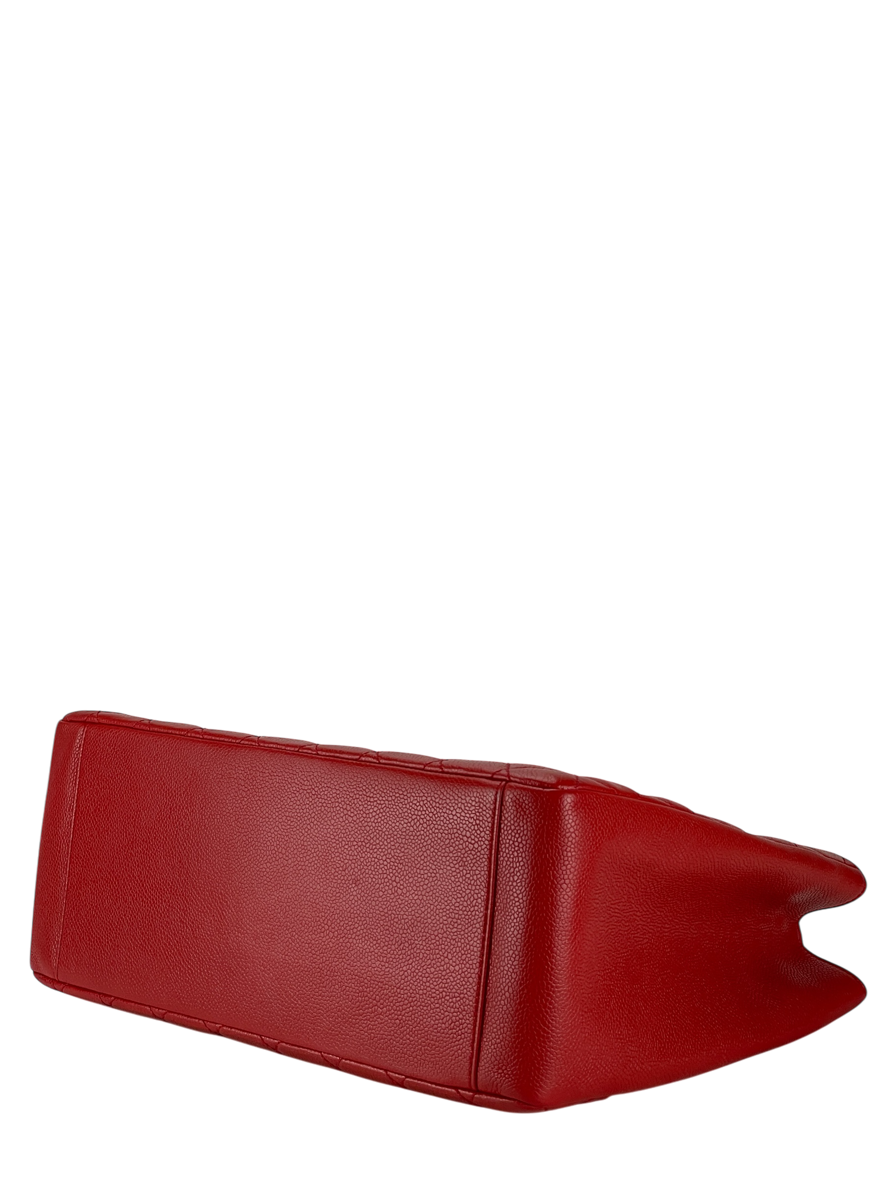 CHANEL - Red Caviar Quilted Grand Shopping Tote GST Sliver Hardware