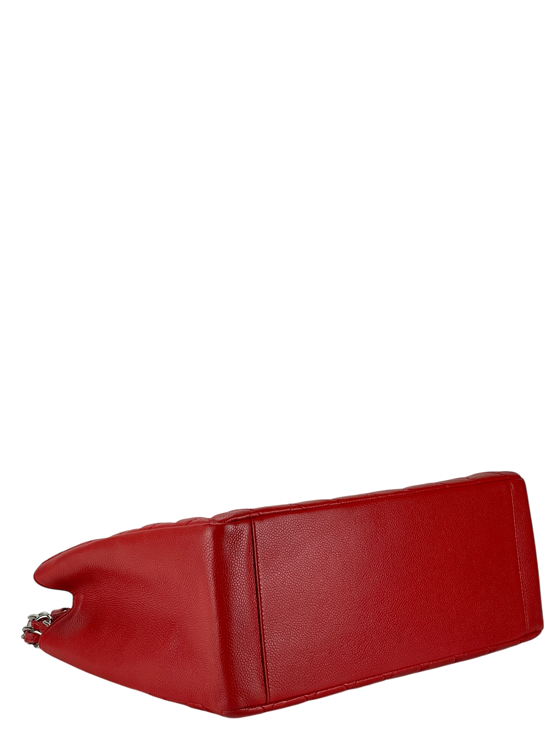 CHANEL - Red Caviar Quilted Grand Shopping Tote GST Sliver Hardware