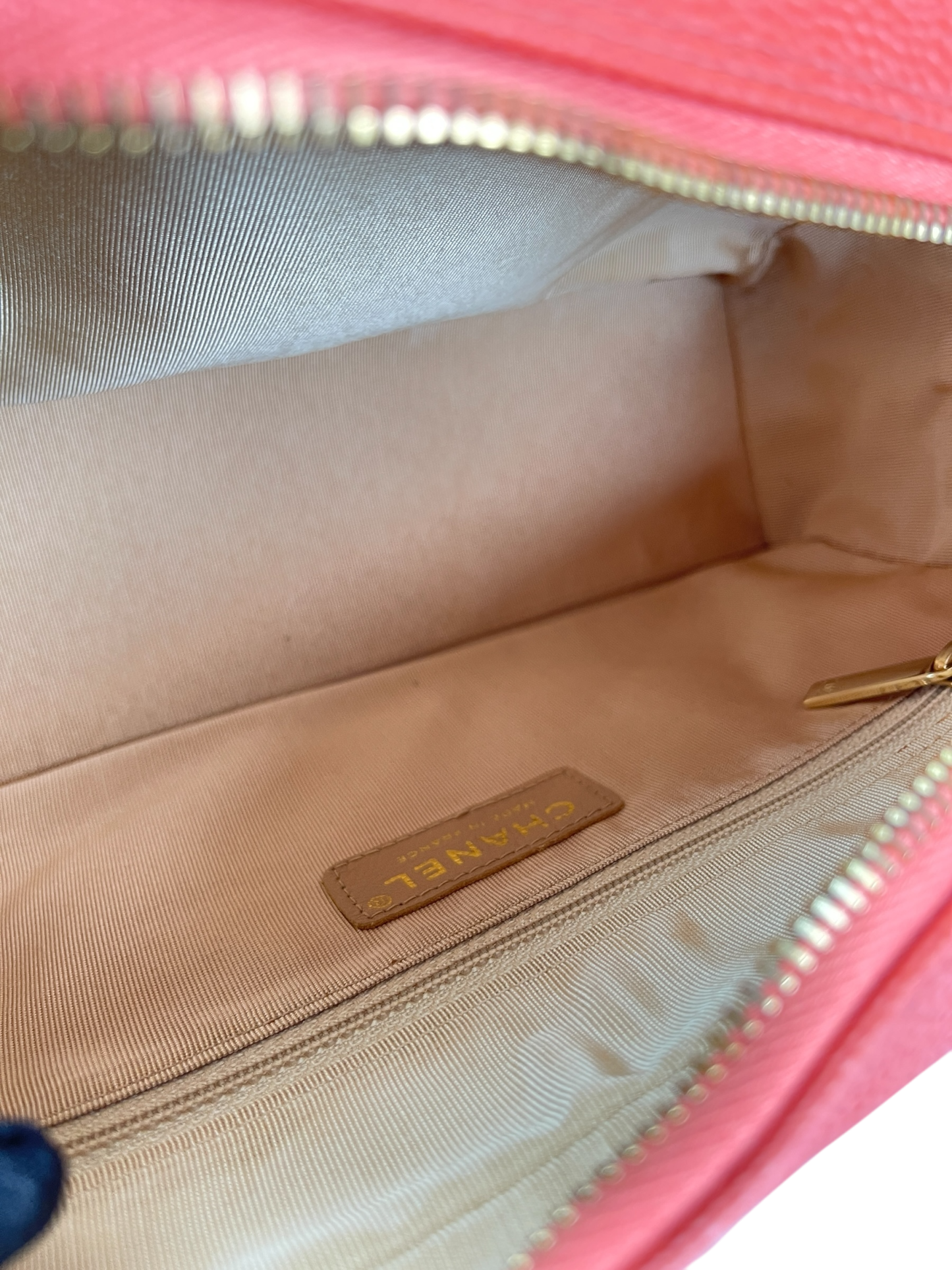 CHANEL - Small Orange Red Caviar Bowling Hand Bag