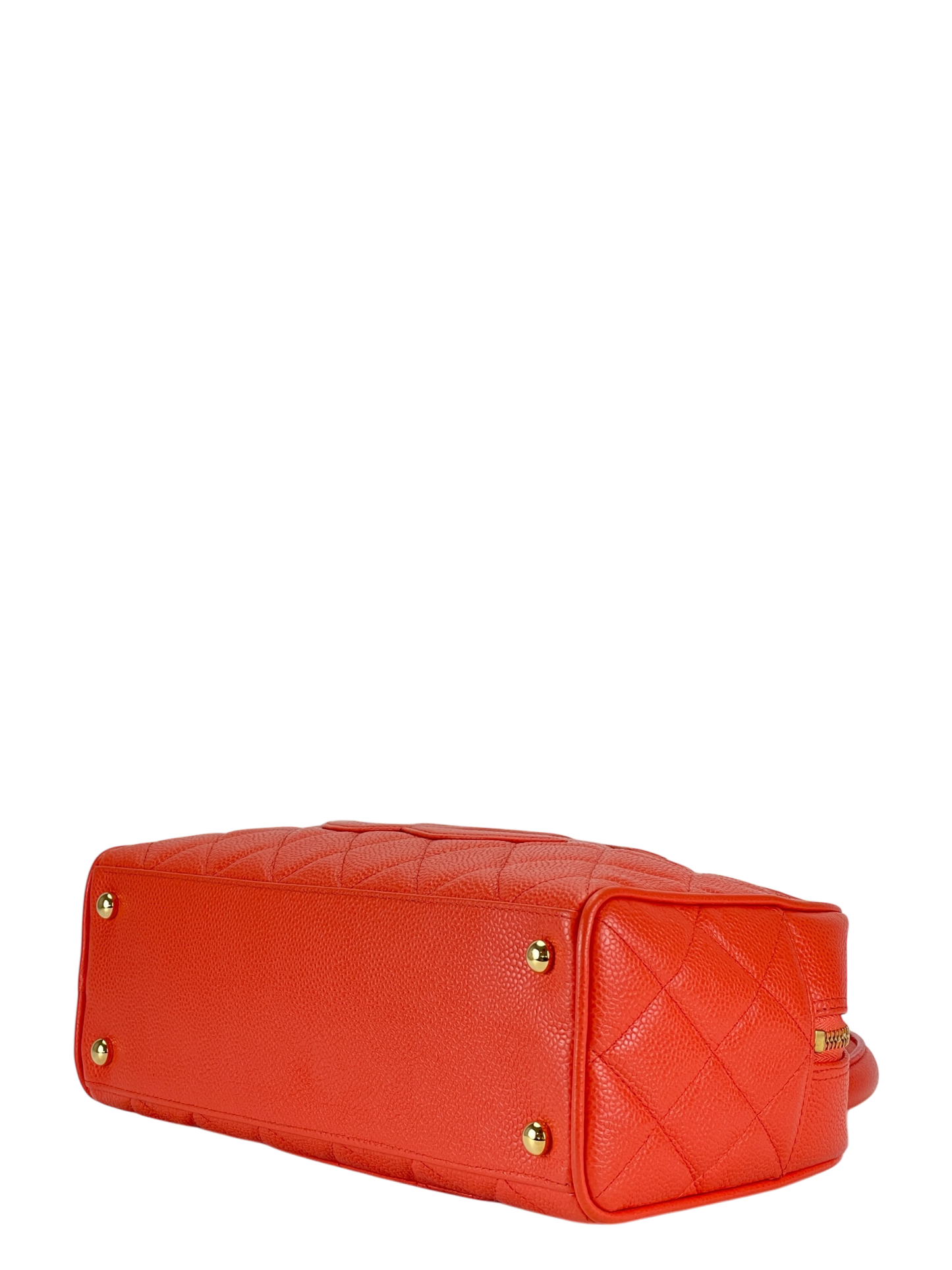 CHANEL - Small Orange Red Caviar Bowling Hand Bag