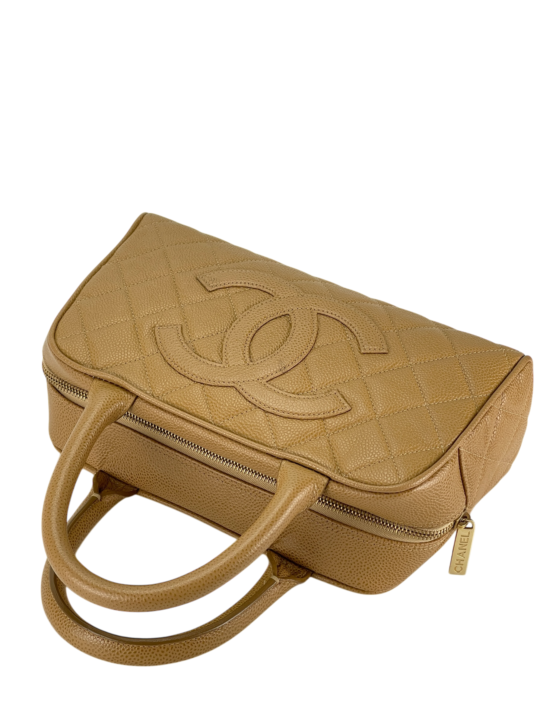 CHANEL - Small Beige Caviar Bowling Hand Bag
