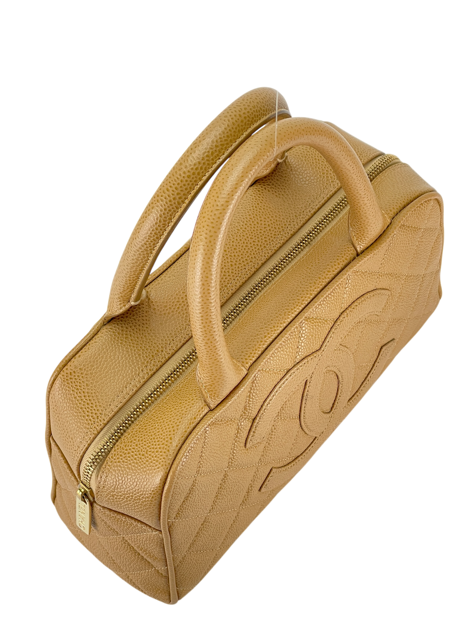 CHANEL - Small Beige Caviar Bowling Hand Bag