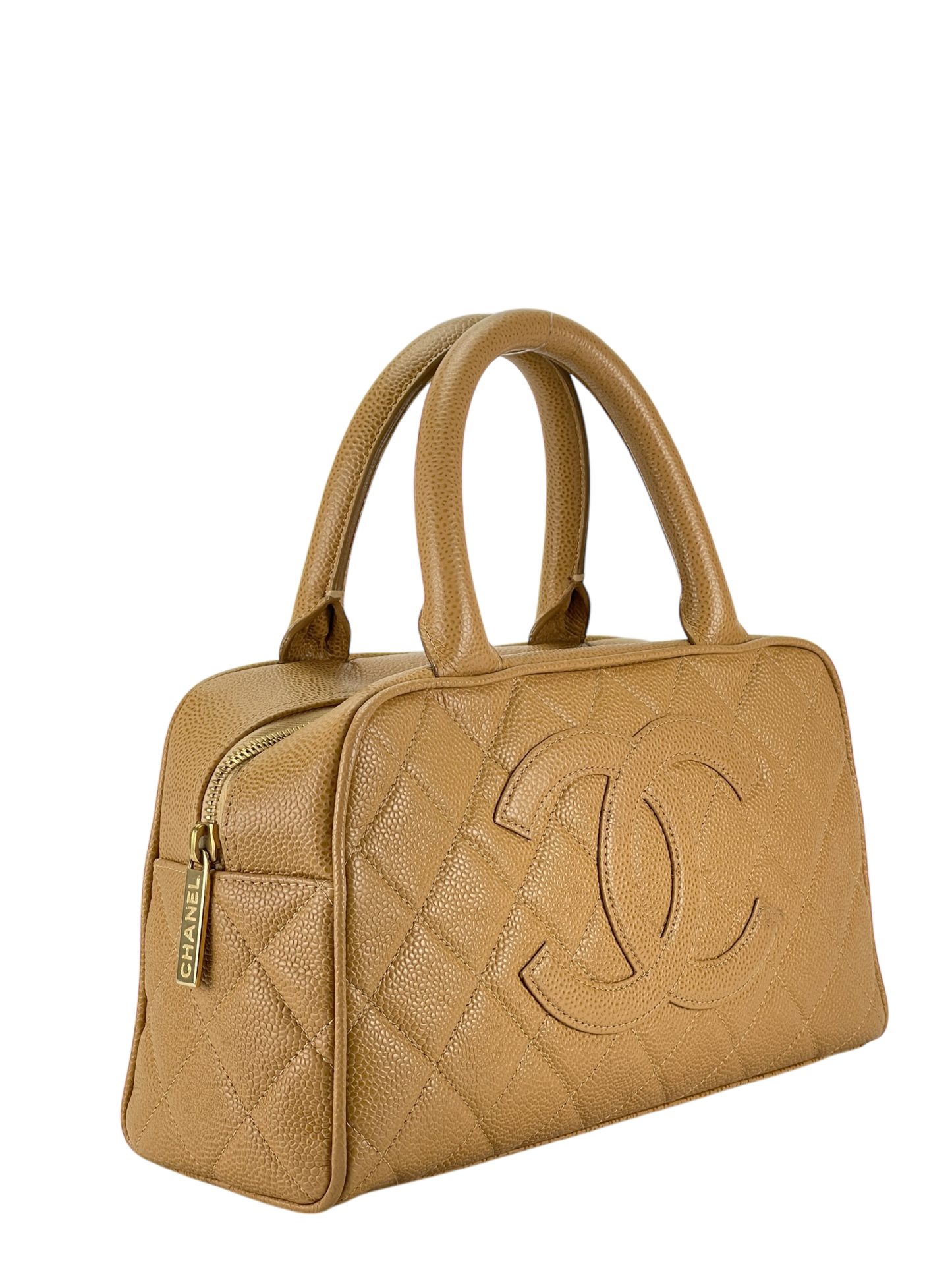 CHANEL - Small Beige Caviar Bowling Hand Bag