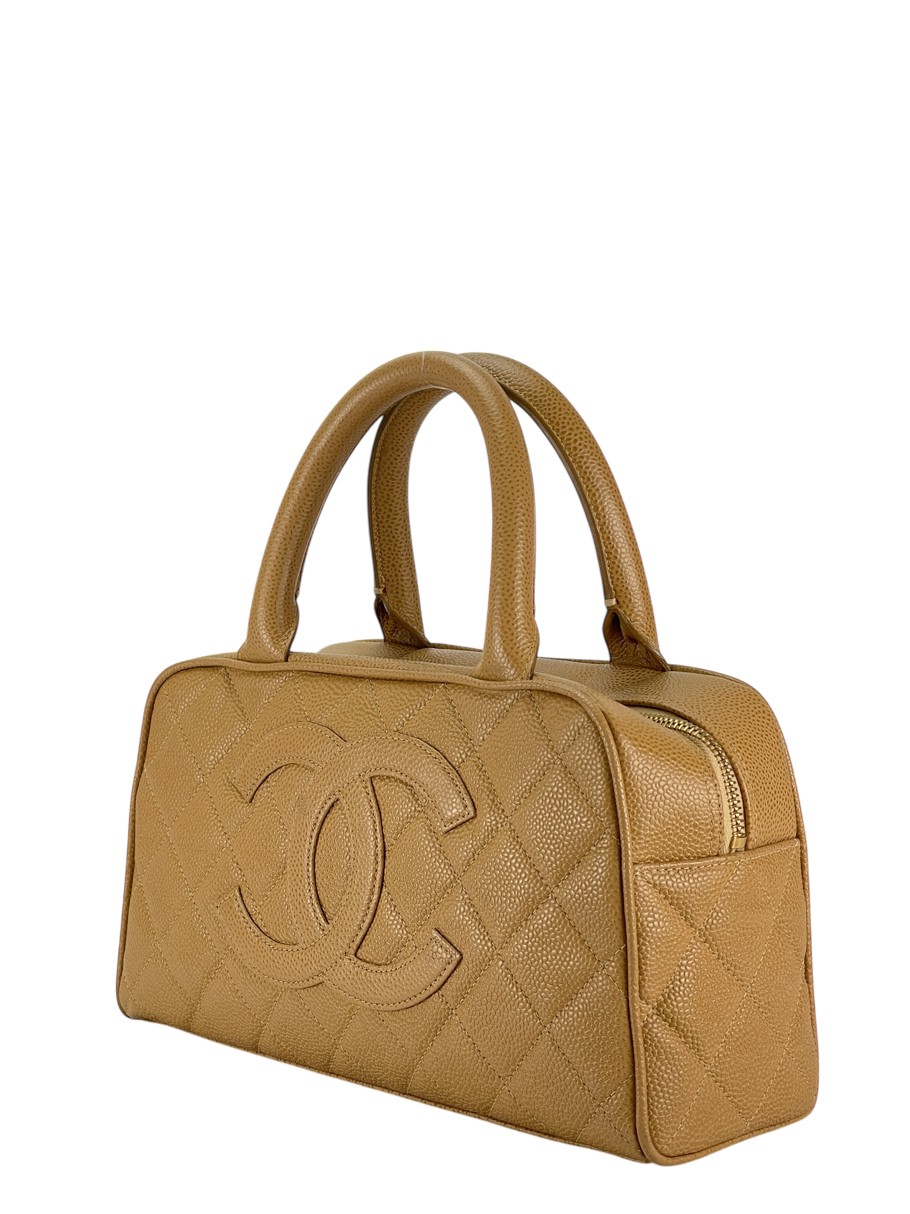 CHANEL - Small Beige Caviar Bowling Hand Bag