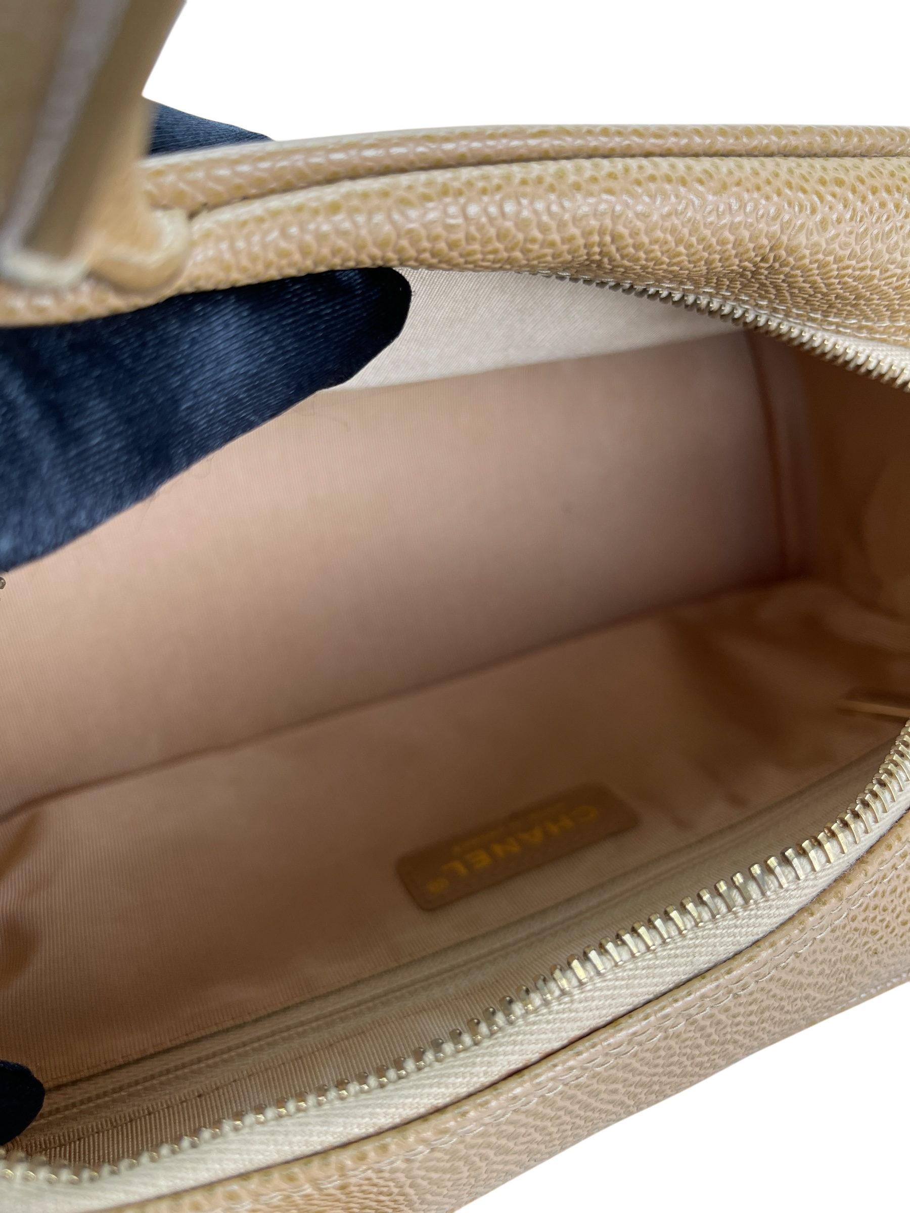 CHANEL - Small Beige Caviar Bowling Hand Bag