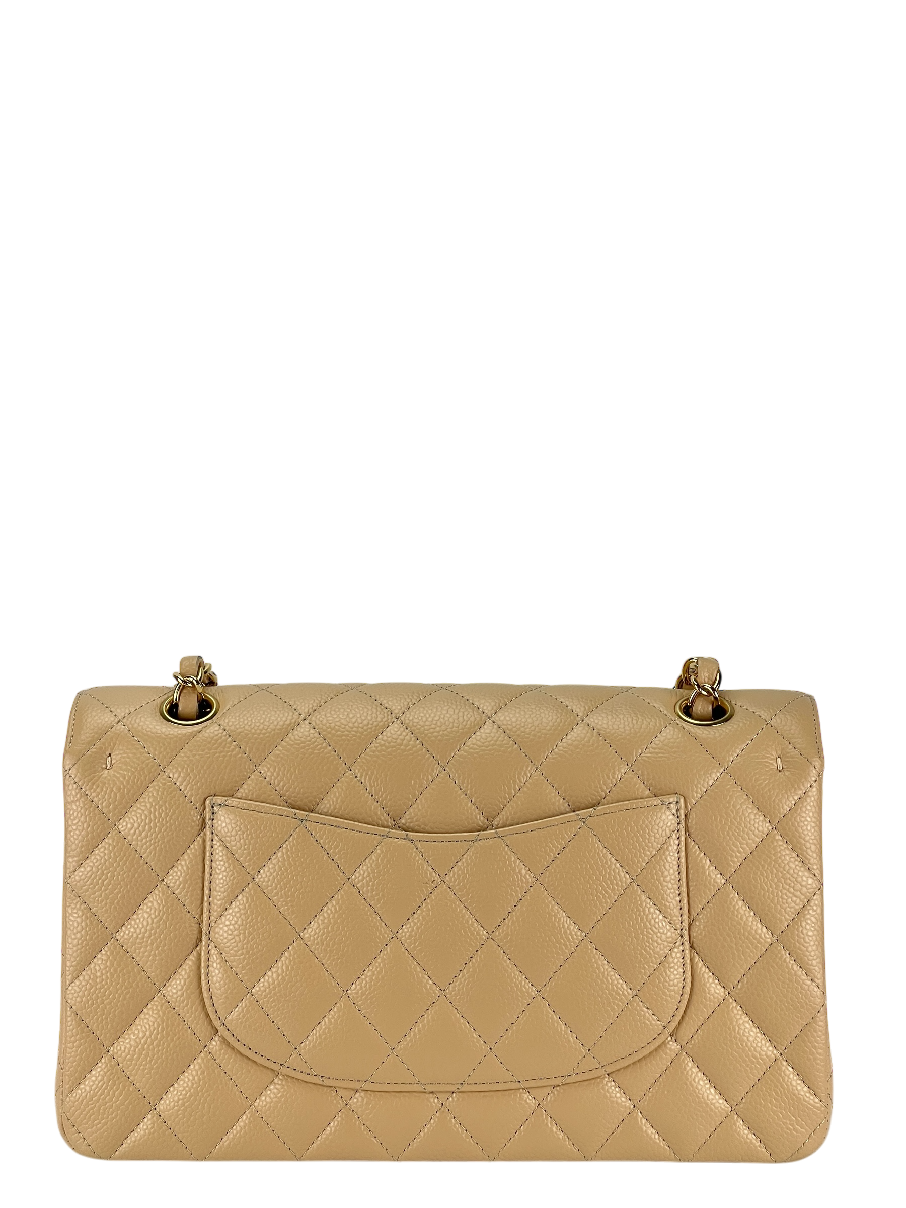 CHANEL - Medium Classic Double Flap Bag Gold Cavair Gold Hardware (CF25) 