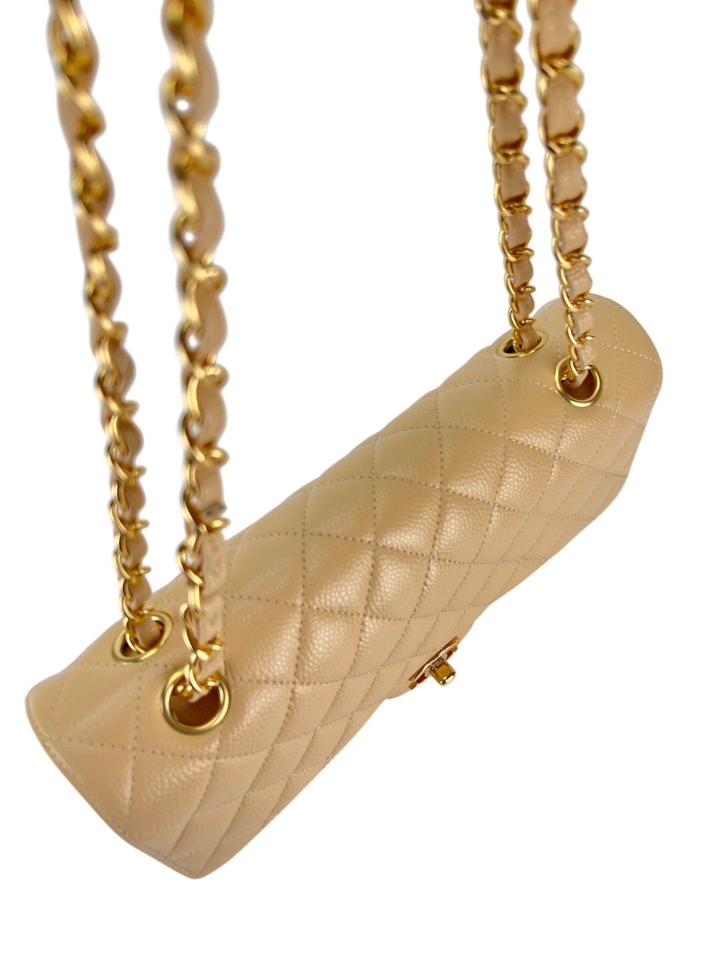 CHANEL - Medium Classic Double Flap Bag Gold Cavair Gold Hardware (CF25)