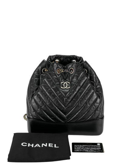 CHANEL - Black Calfskin Coco Mark Chain Matelasse Series Lamb Bag