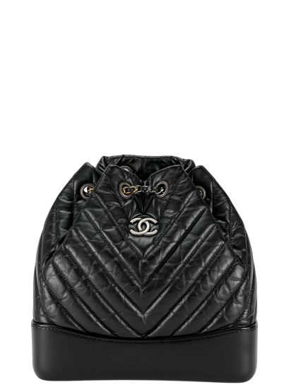 CHANEL - Black Calfskin Coco Mark Chain Matelasse Series Lamb Bag