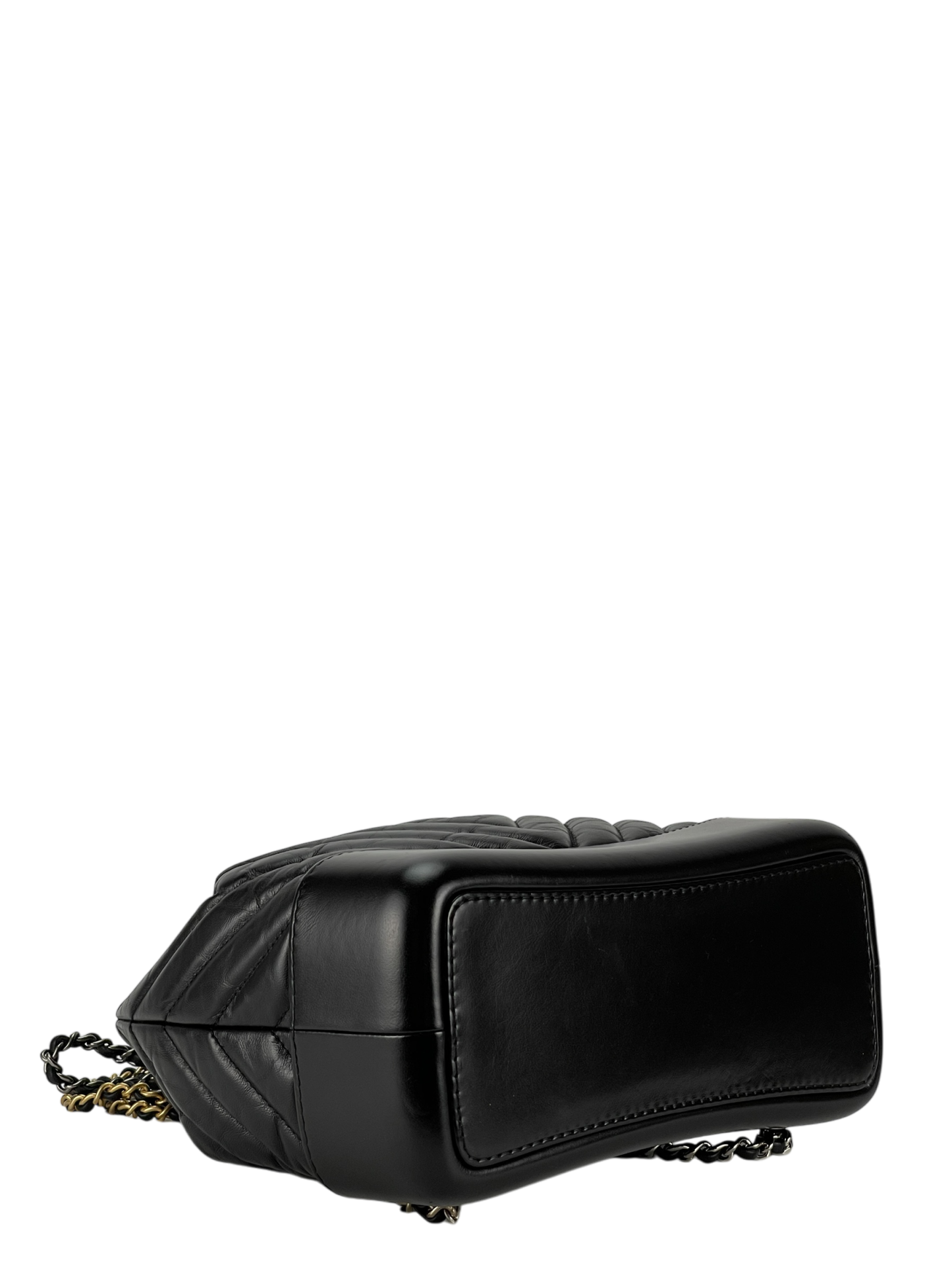 CHANEL - Black Calfskin Coco Mark Chain Matelasse Series Lamb Bag