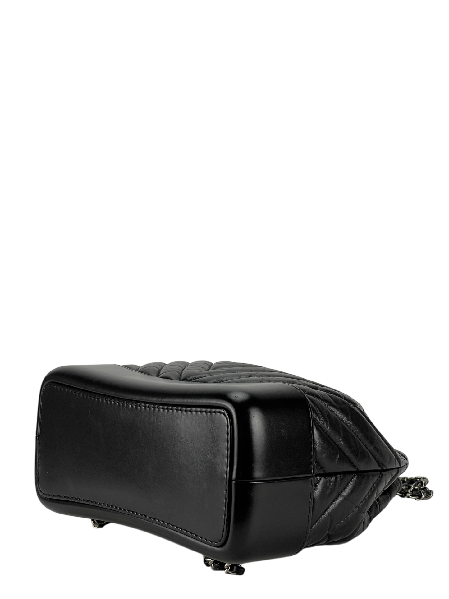 CHANEL - Black Calfskin Coco Mark Chain Matelasse Series Lamb Bag