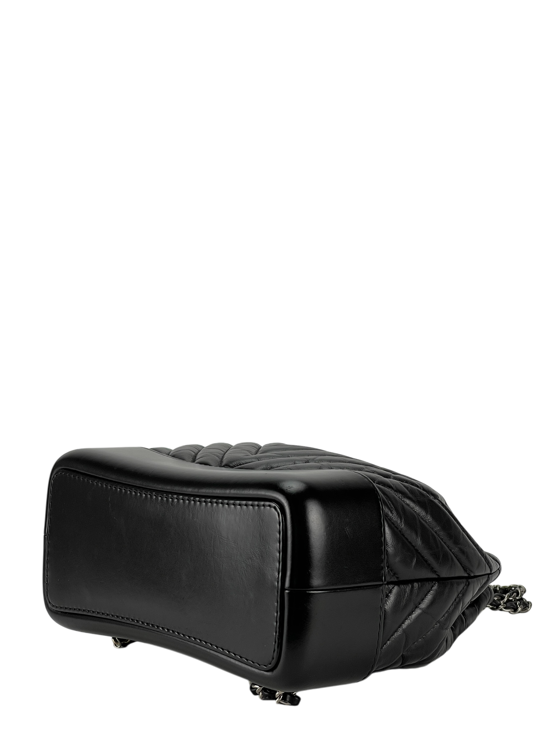 CHANEL - Black Calfskin Coco Mark Chain Matelasse Series Lamb Bag