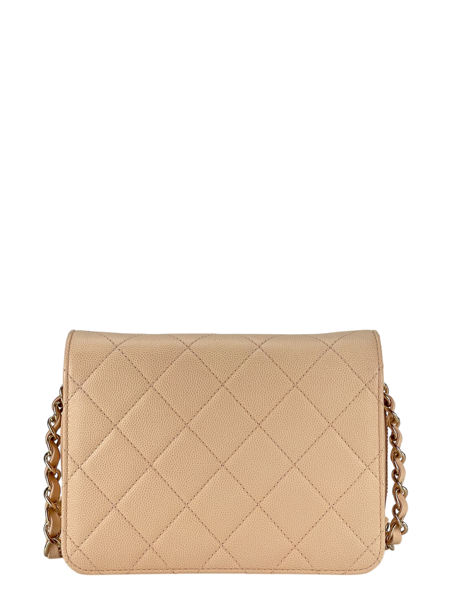 CHANEL - Beige Caviar Mini Matelasse Chain Shoulder Bag
