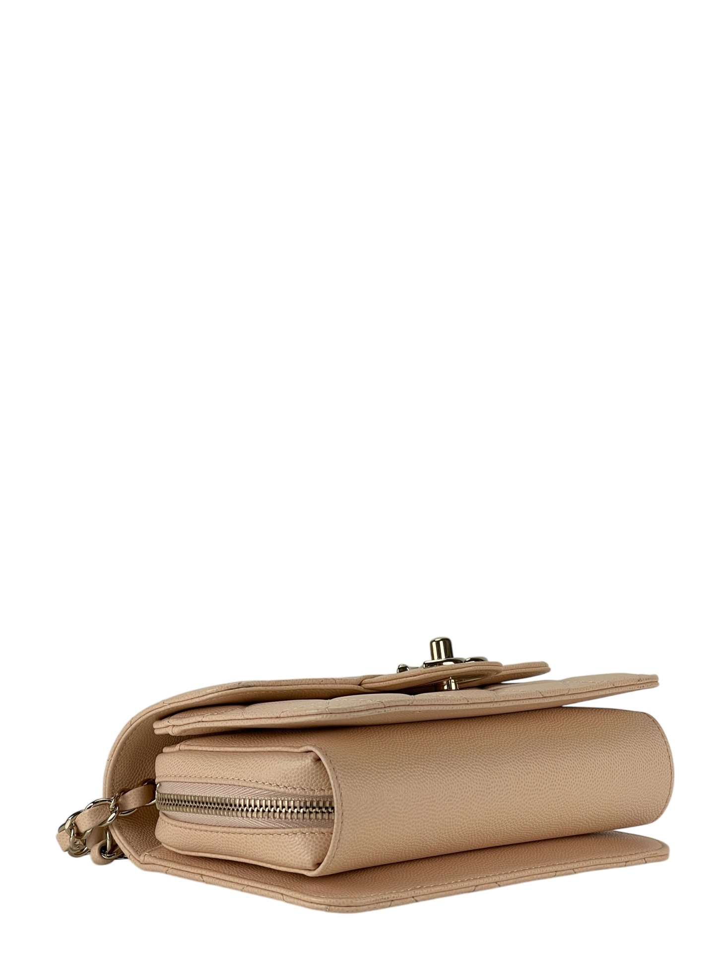 CHANEL - Beige Caviar Mini Matelasse Chain Shoulder Bag