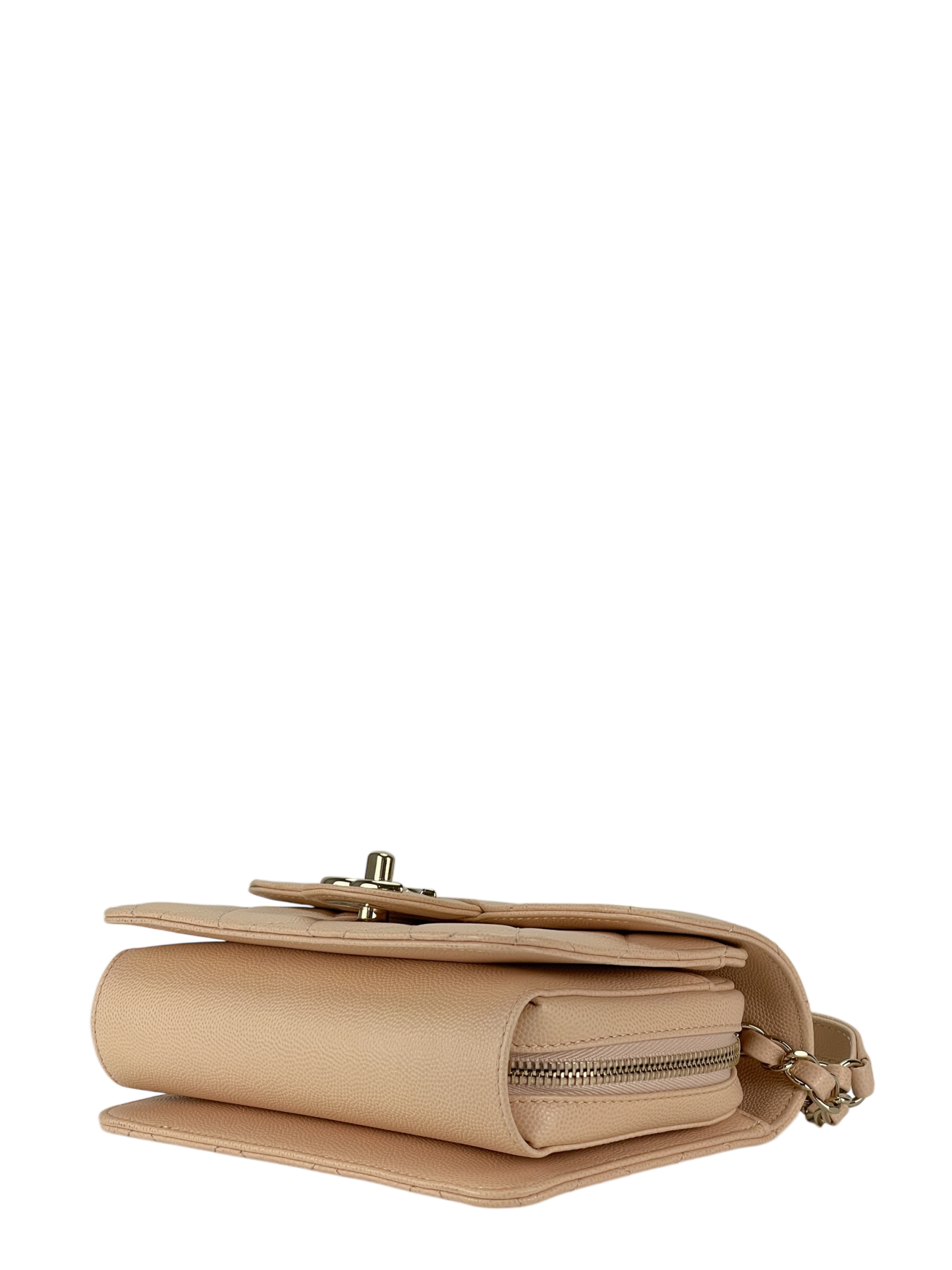 CHANEL - Beige Caviar Mini Matelasse Chain Shoulder Bag