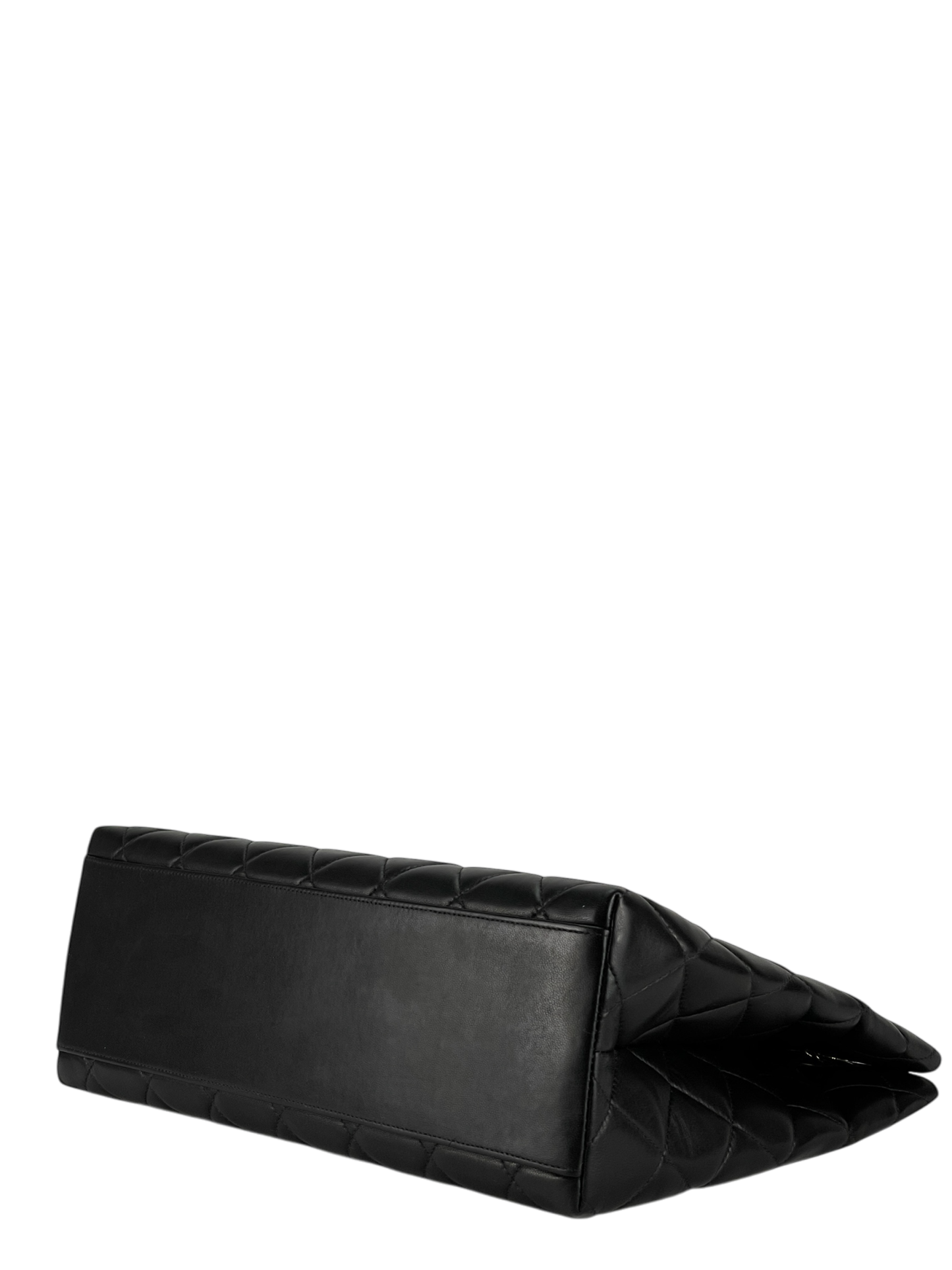 CHANEL - Vintage Black Quilted Leather Tote Shoulder Bag