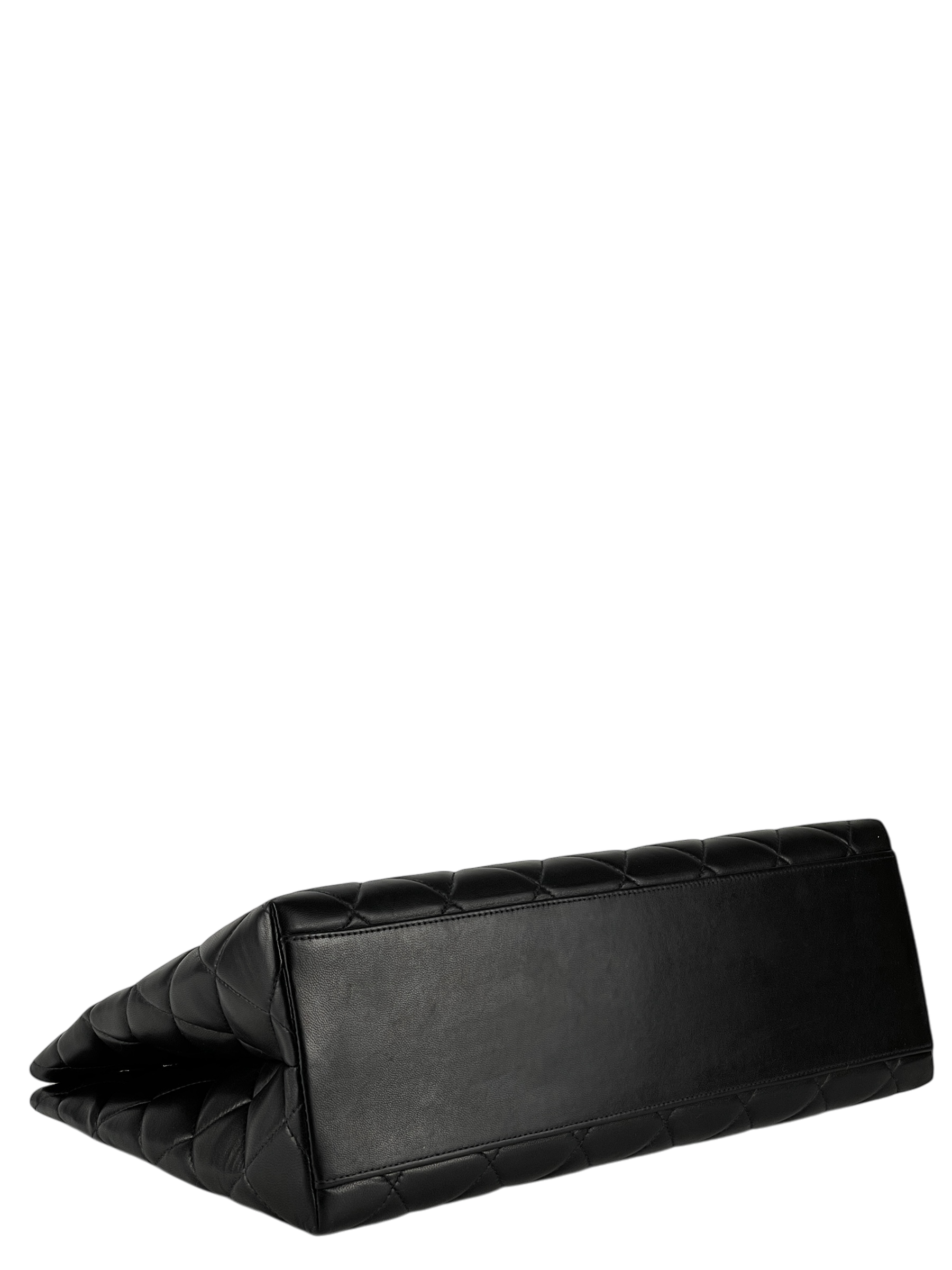 CHANEL - Vintage Black Quilted Leather Tote Shoulder Bag