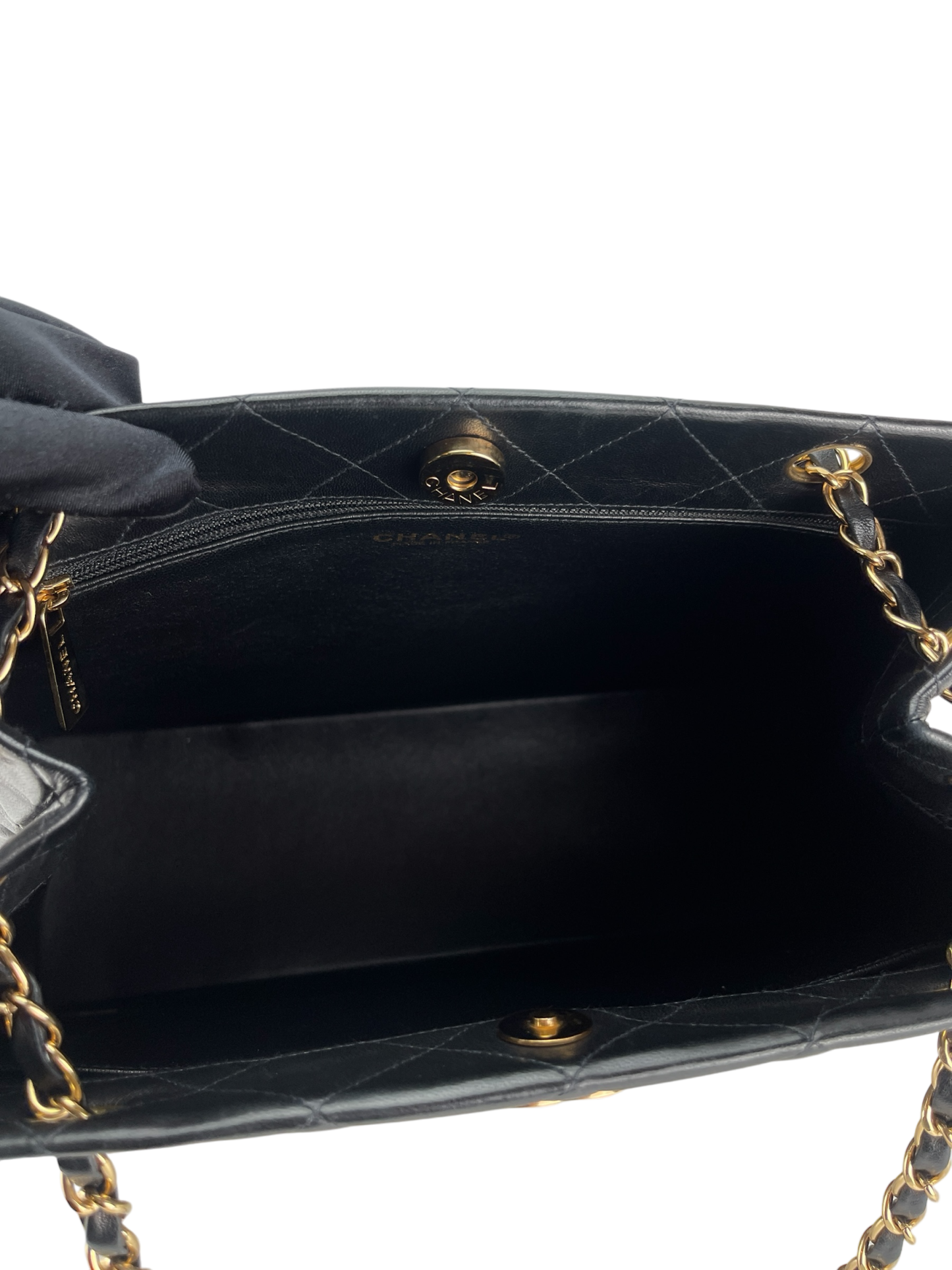 CHANEL - Vintage Black Quilted Leather Tote Shoulder Bag