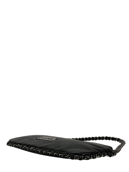 CHANEL - Black Lambskin Chain Pochette Bag