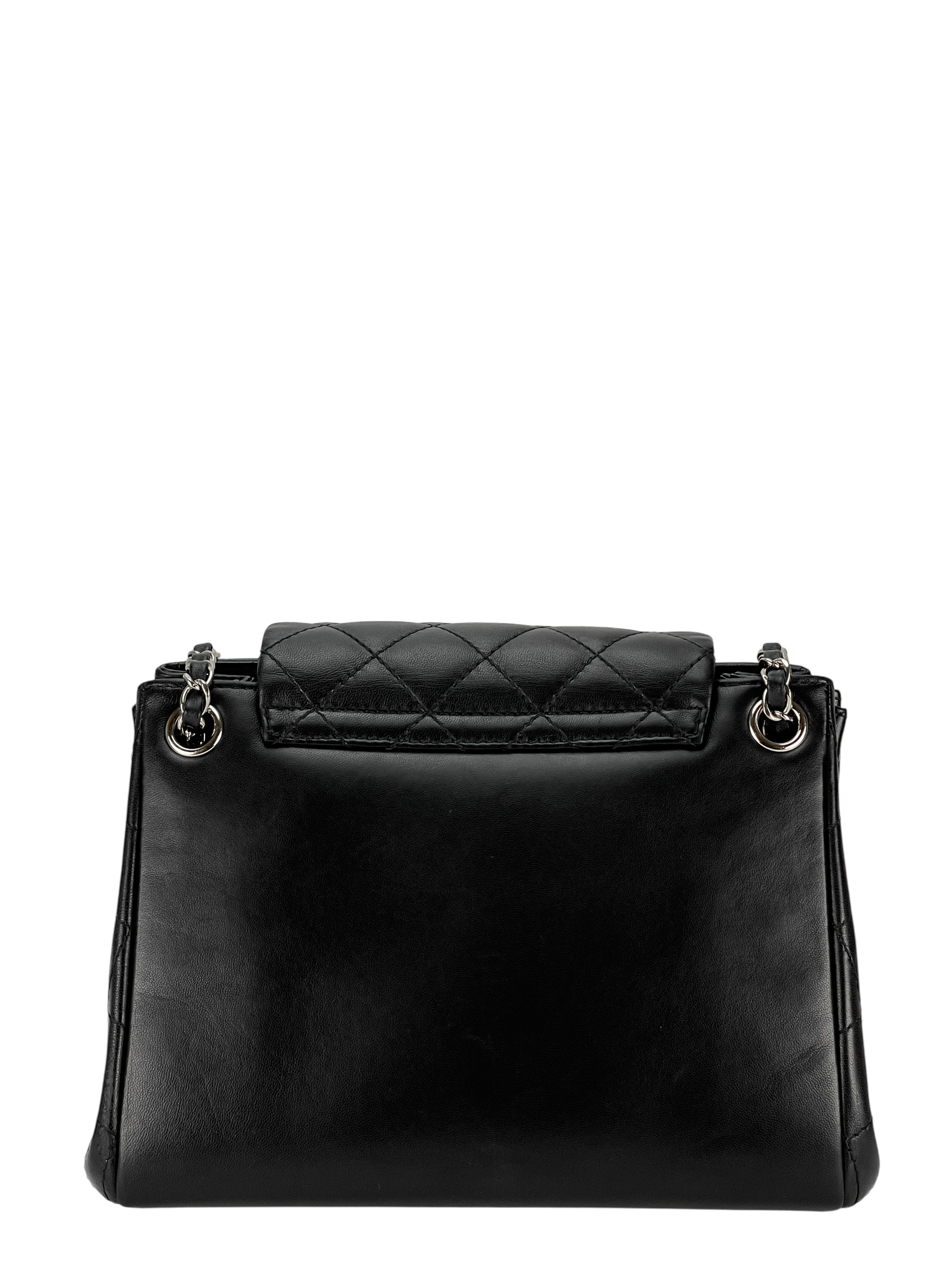 CHANEL - Matelasse Lambskin Chain Shoulder Bag Black Silver Hardware