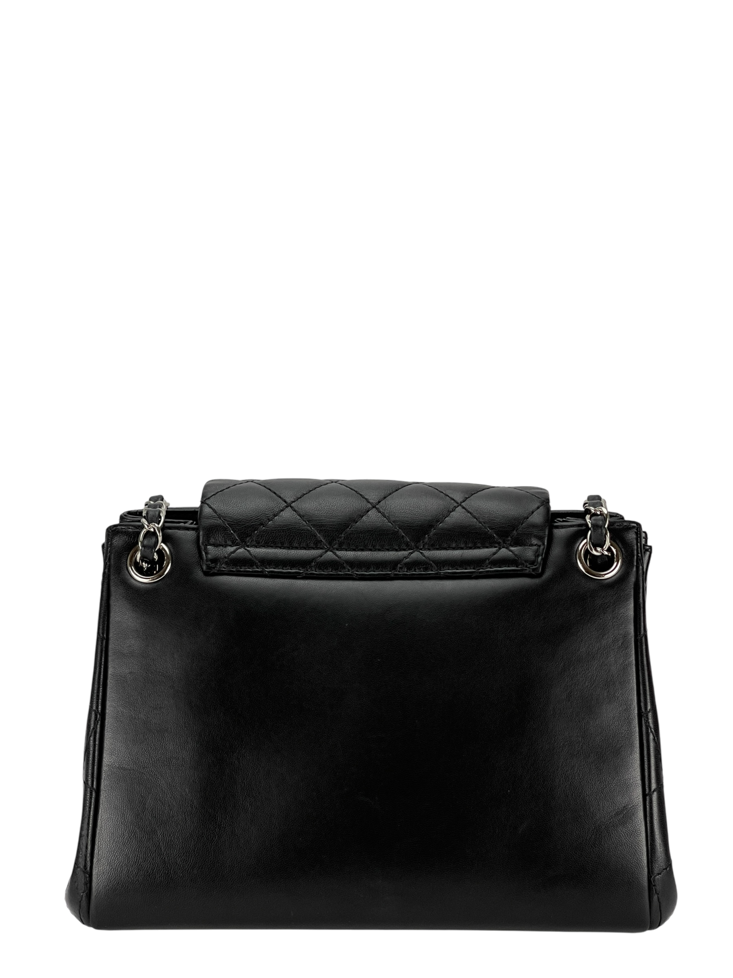 CHANEL - Matelasse Lambskin Chain Shoulder Bag Black Silver Hardware