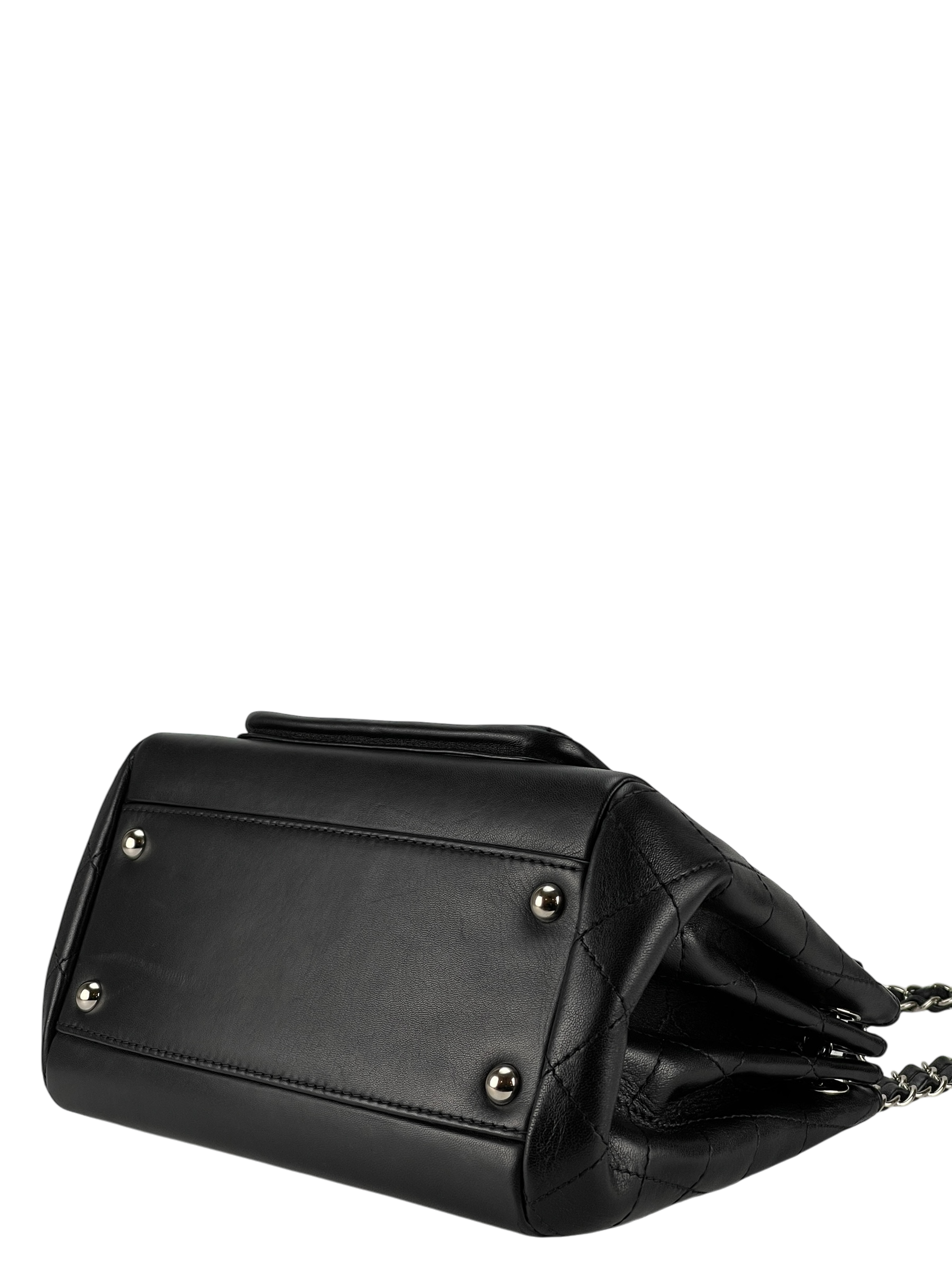 CHANEL - Matelasse Lambskin Chain Shoulder Bag Black Silver Hardware