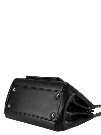 CHANEL - Matelasse Lambskin Chain Shoulder Bag Black Silver Hardware