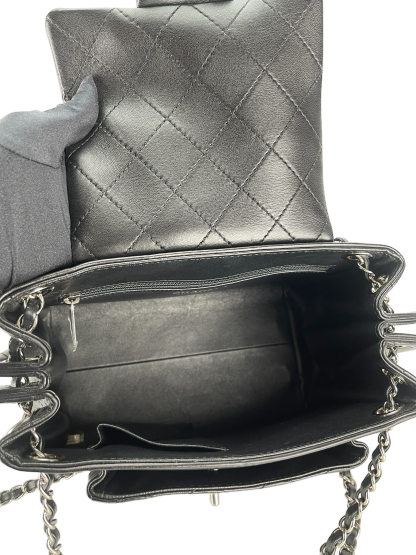 CHANEL - Matelasse Lambskin Chain Shoulder Bag Black Silver Hardware